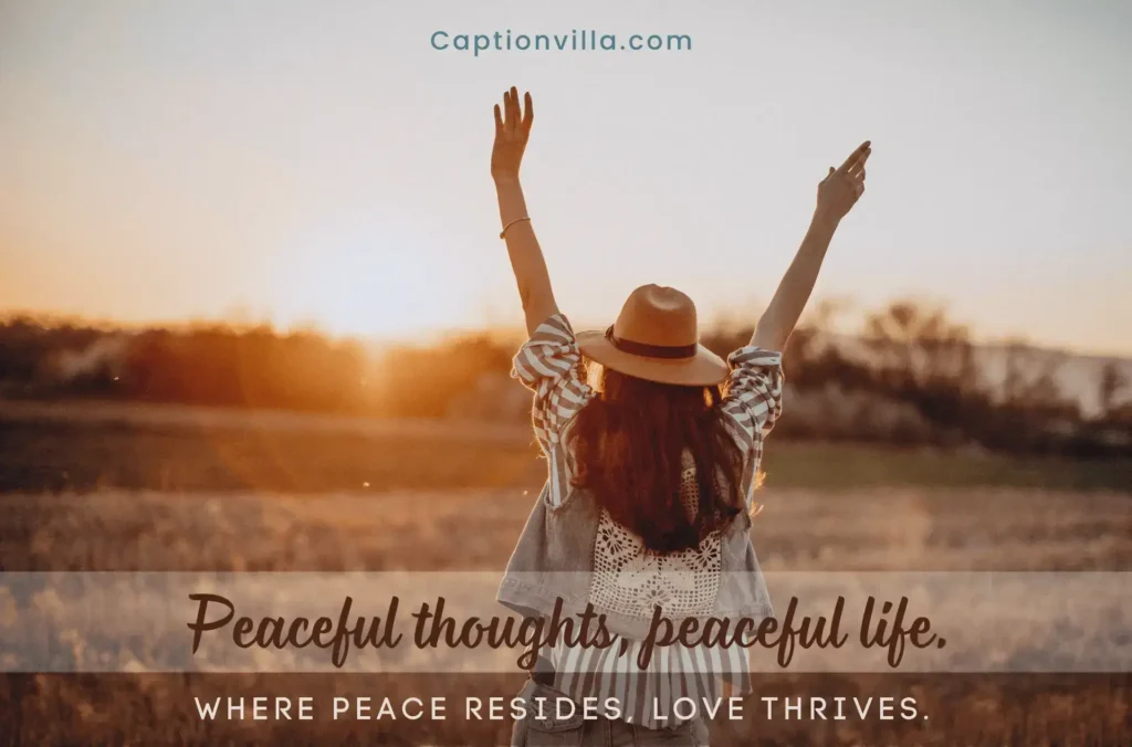 A young girl looks peaceful, and this image includes the best Peace Captions for an Instagram Post.