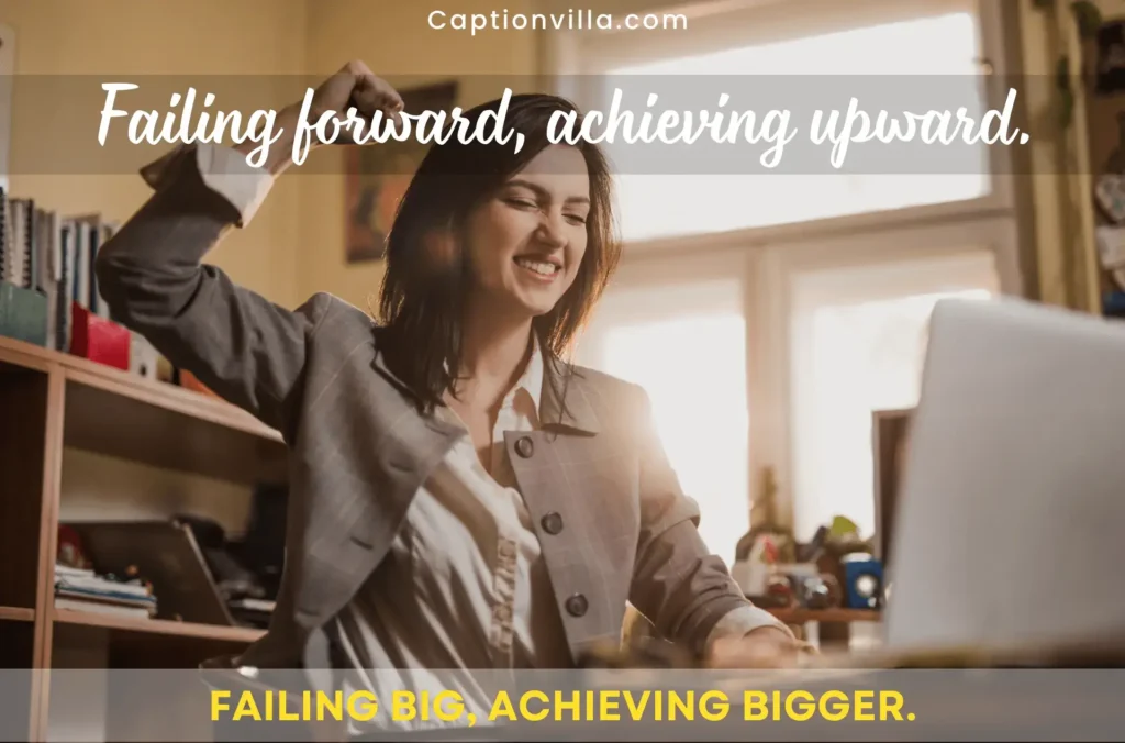 A girl is looking with overjoyed. Failing forward, achieving upward, is a good success caption for Instagram posts.