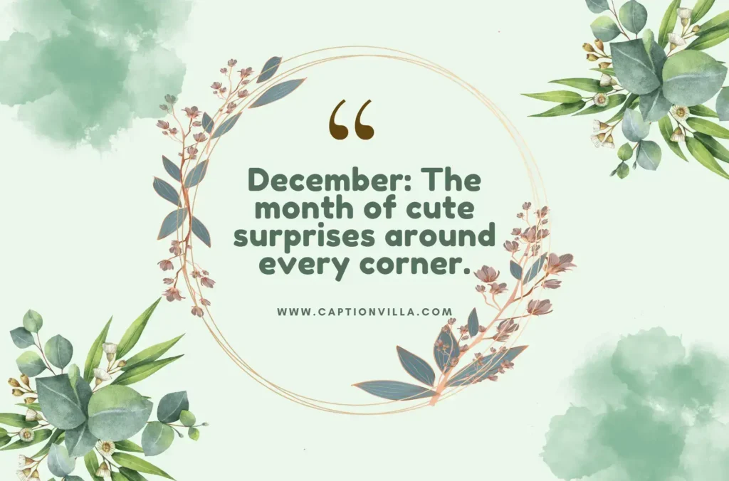 December: The month of cute surprises around every corner. - Cute December Captions for Instagram