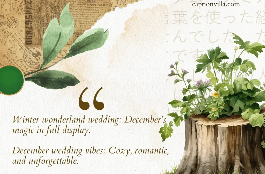 Winter wonderland wedding: December's magic in full display. - December Wedding Captions for Instagram