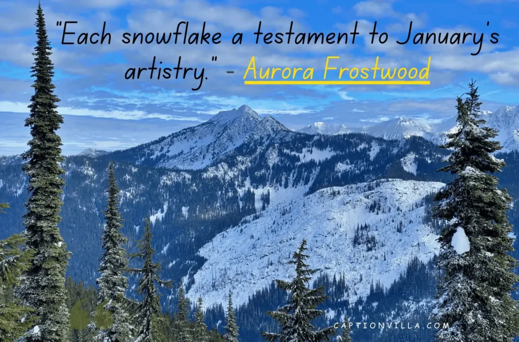 "Each snowflake a testament to January's artistry." - Aurora Frostwood - January Quotes For Instagram