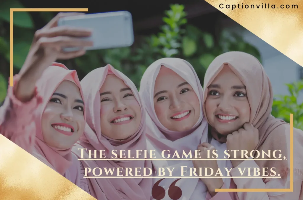 Girls are smiling and capture the selfie - Friday Instagram Captions for Selfies