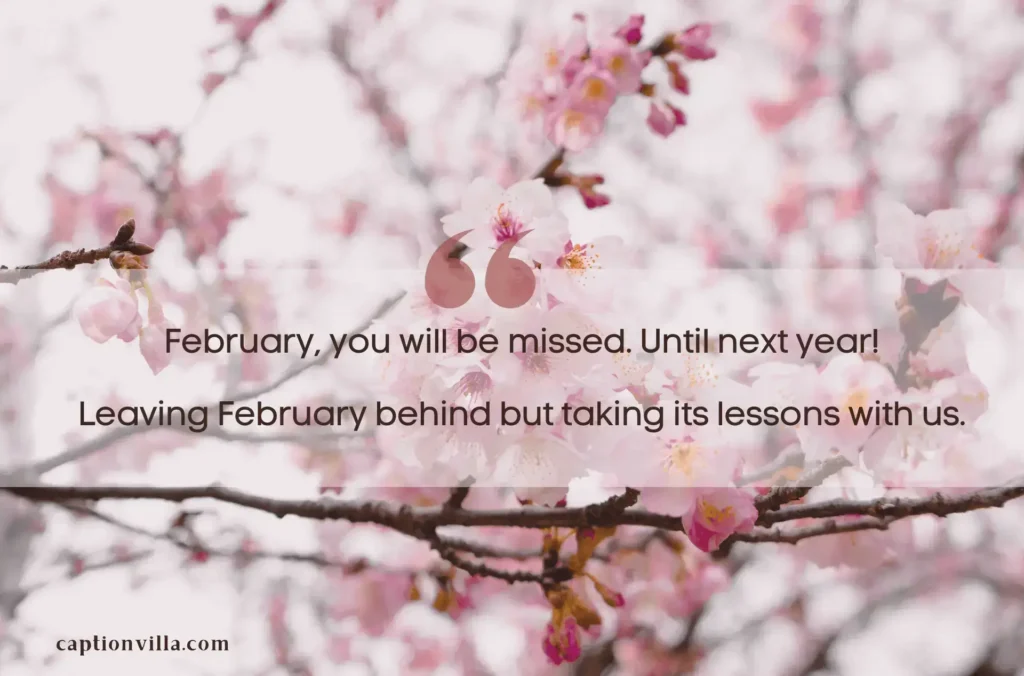 February, you will be missed. Until next year! - End of February Captions for Instagram