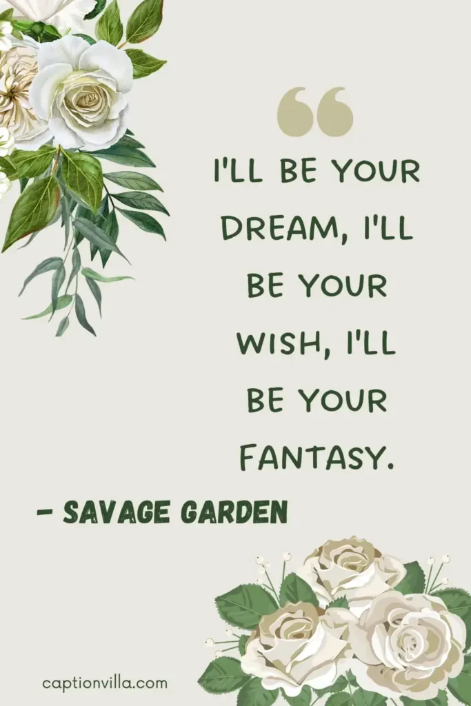 Friendship Song Lyrics Captions "I'll be your dream, I'll be your wish, I'll be your fantasy." - Savage Garden
