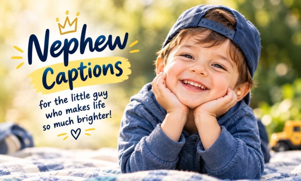 Nephew captions featuring a smiling boy outdoors.