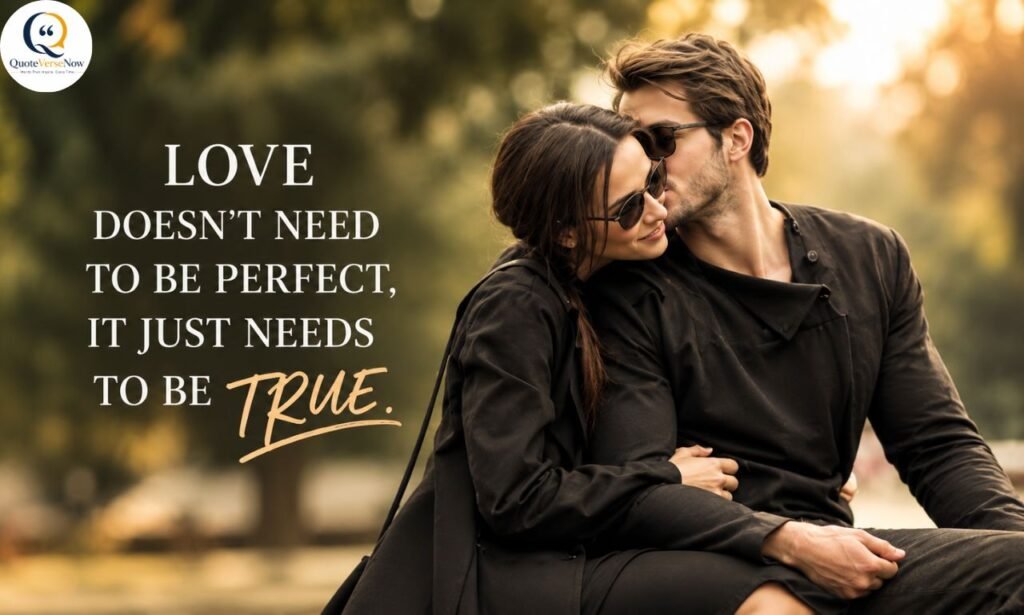 Romantic captions featuring a loving couple embracing outdoors with a heartfelt love quote.