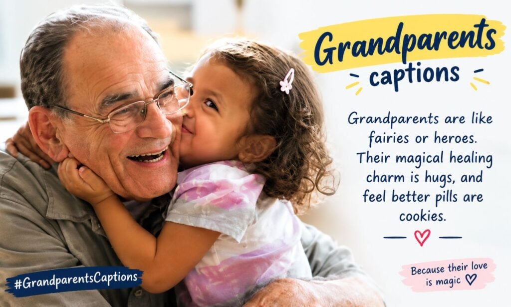 Grandparents captions featuring a heartwarming moment between a grandfather and his granddaughter