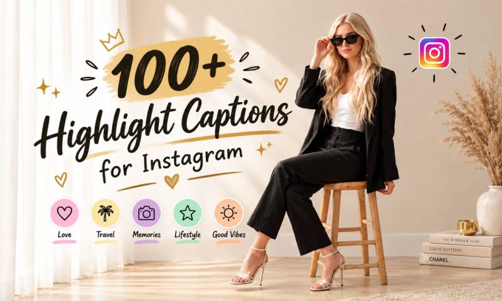 100+ Highlight Captions for Instagram featuring creative and aesthetic Instagram highlight ideas.