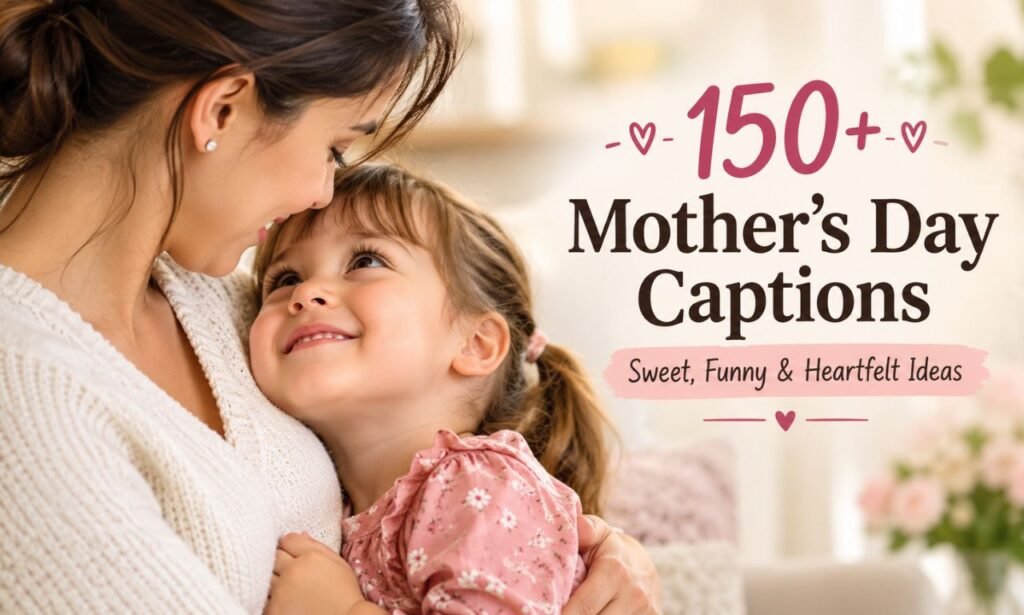 Mother’s Day Captions featuring a mother and daughter sharing a loving moment